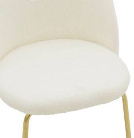 Καρέκλα Fersais pakoworld λευκό μπουκλέ-χρυσό μέταλλο 48x57x81εκ | Συσκευασία 2 τμχ