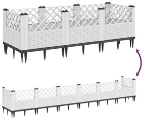 Ζαρντινιέρα με Πασσάλους Λευκή 123,5x43,5x43,5εκ Πολυπροπυλένιο - Λευκό