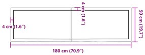 Ράφι Τοίχου Ανοιχτό Καφέ 180x50x(2-6)εκ. Επεξ. Μασίφ Ξύλο Δρυός - Καφέ