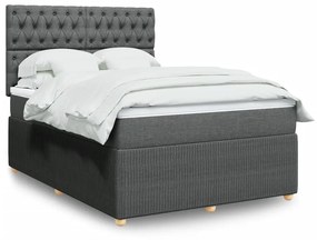 vidaXL Κρεβάτι Boxspring με Στρώμα Σκούρο Γκρι 160x200 εκ Υφασμάτινο