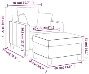 vidaXL Πολυθρόνα Καφέ 60 εκ. Υφασμάτινη με Υποπόδιο