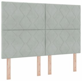 vidaXL LED Κεφαλάρι με φώτα λωρίδας LED Ανοιχτό γκρι 160 cm Βελούδο