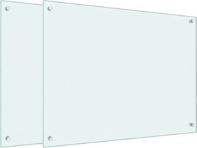 vidaXL Πλάτες Κουζίνας 2 τεμ. Λευκές 80x60 εκ. από Ψημένο Γυαλί