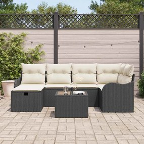 vidaXL Σετ Καναπέ Κήπου με μαξιλάρι 7 pcs Μαύρο Πολυ ράταν