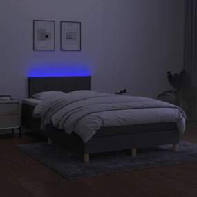 Κρεβάτι Boxspring με Στρώμα &amp; LED Σκ.Γκρι 120x190εκ. Υφασμάτινο 3270089