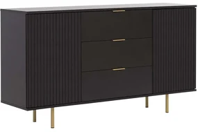 Μπουφές Nubia 162740059 150x41x80cm Black-Gold Μοριοσανίδα, Μέταλλο