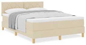 vidaXL Κρεβάτι με Βαρέλι και Στρώμα Κρεμ 140x200 εκ. Υφασμάτινο