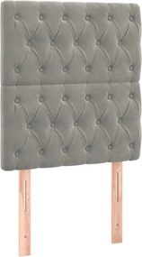 vidaXL Κρεβάτι Boxspring με Στρώμα &amp; LED Αν.Γκρι 90x190 εκ. Βελούδινο