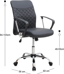 Καρέκλα γραφείου Avelon Megapap από τεχνόδερμα χρώμα μαύρο 60x56x94/103εκ.