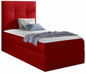Κρεβάτι continental Baltimore 180, Μονόκλινο, Continental, Κόκκινο, 90x200, Οικολογικό δέρμα, Τάβλες για Κρεβάτι, 92x208x103cm, 65 kg, Στρώμα: Ναι