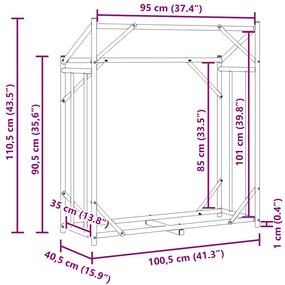 vidaxL Ράφι για καυσόξυλα με κάλυμμα βροχής 100,5x40,5x110,5 εκ. 4104936