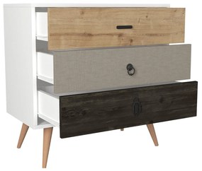 Συρταριέρα ArteLibre KIMOLOS Λευκό/Φυσικό/Καφέ 80x40x79cm
