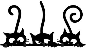 Κρεμάστρα Τοίχου 5 Θέσεων Hidden Cats 891TNL3690 60x2x37cm Black Wallity Μέταλλο