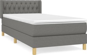 vidaXL Κρεβάτι Boxspring με Στρώμα Σκούρο Γκρι 90x200 εκ. Υφασμάτινο