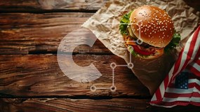 Σετ των 2 Intra Συλλεκτικό Ξύλινο Παζλ Plywood 4mm - Πατριωτικό Burger στην αμερικανική σημαία Σε Ξύλινο Κουτί - Διαστάσεις: 10x10 cm – 25 κομμάτια