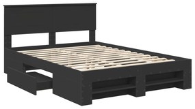 vidaXL Σκελετός Κρεβατιού Μαύρο 150 x 200 cm Επεξεργασμένο ξύλο