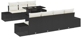 vidaXL 8 Τεμαχίων Σετ Καθένα με Μαξιλάρια Μαύρο Ρατάν