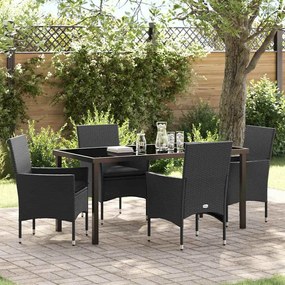 vidaXL Σέτ φαγητού για κήπο με μαξιλάρι 5 pcs Μαύρο Πολυ ράταν