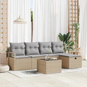 vidaXL Σετ Καναπέ Κήπου 6 pcs μπεζ και ανοιχτό γκρι 230 x 117 x 85 εκ.