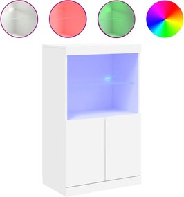 vidaXL Μπουφές με Φώτα LED Λευκός 60,5 x 37 x 100 εκ.