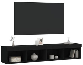 vidaXL Έπιπλα Τηλεόρασης με LED 2 τεμ. Μαύρα 80 x 30 x 30 εκ.