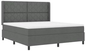 vidaXL κρεβάτι Box Spring με στρώμα & LED σε σκούρο γκρι 180x200 εκ υφασμάτινο