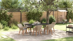 vidaXL Σετ τραπεζαρίας 7 pcs Ανοιχτό γκρι Πολυ ράταν