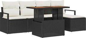 vidaXL Σετ Καναπέ Κήπου 6 pcs Μαύρο και Κρέμα