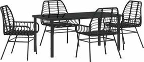 vidaXL Σέτ φαγητού για κήπο 5 pcs Μαύρο συνθετικό ρατάν
