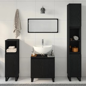 vidaXL Σετ Επίπλων Μπάνιου με αποθήκευση 3 pcs Μαύρο 30 x 30 x 190 εκ