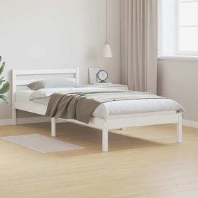 vidaXL Κρεβάτι με Κεφαλάρι Λευκό 100x210 εκ. Μασίφ Ξύλο Πεύκου