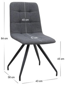 Σετ τραπεζαρία 5τμχ Roger - Bianca Megapap Mdf - ύφασμα χρώμα μαύρο εφέ μαρμάρου - γκρι 120x70x75εκ.