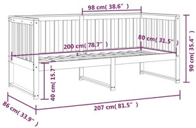 Καναπές Κρεβάτι Γκρι 80 x 200 εκ. από Μασίφ Ξύλο Πεύκου - Γκρι