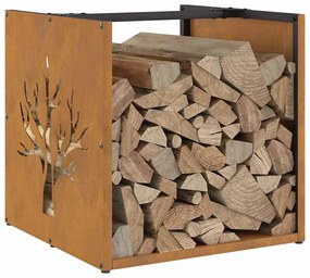 vidaXL Ράφι για καυσόξυλα  40x40x40 cm Ατσάλι σκληρυθέν στον αέρα