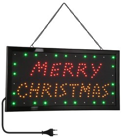 GloboStar® 75695 Φωτιστικό Ταμπέλα LED Σήμανσης MERRY CHRISTMAS με Πρίζα AC 230V Μ48xΠ25xΥ2cm