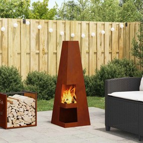 vidaXL Φωτιά σε μπολ Σκ rusty 35 x 35 x 100 εκ
