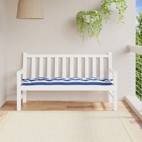 vidaXL Μαξιλάρι Πάγκου Κήπου Μπλε&Λευκό Ριγέ 150x50x7 εκ Ύφασμα Oxford