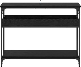 vidaXL Τραπέζι κονσόλας με ράφι Μαύρη δρυς 100 x 29 x 75 εκ.