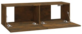 vidaXL Έπιπλα Τηλεόρασης 4 τεμ. Καπνιστή Δρυς 100 x 30 x 30εκ.
