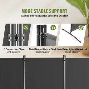 VEVOR Room Divider 3-Panel Folding Privacy Screen Fabric Partition Office Gray