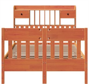 vidaXL Σκελετός Κρεβ. Χωρίς Στρώμα Καφέ Κεριού 135x190 εκ Μασίφ Πεύκο