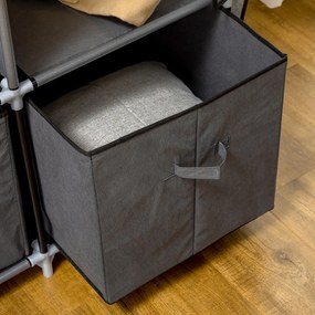 HOMCOM Υφασμάτινη ντουλάπα από μη υφαντό ύφασμα, πτυσσόμενη ντουλάπα, με 3 συρτάρια, 125 cm x 43 cm x 162,5 cm, Γκρι