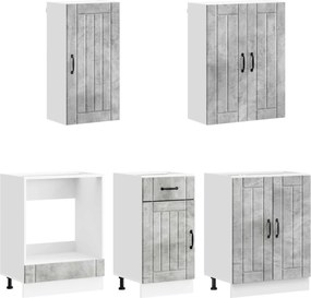 vidaXL Μονάδα κουζίνας LUCCA 5 pcs Γκρι Σκυροδέματος