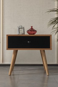 Κομοδίνο Καρυδί / Μαύρο ROZO 55x55x30