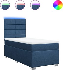 vidaXL Κρεβάτι Boxspring με Στρώμα Μπλε 90x190 εκ.Υφασμάτινο