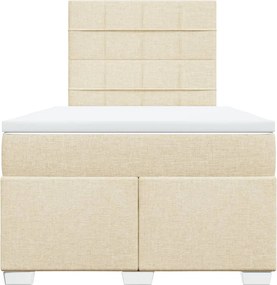vidaXL Κρεβάτι Boxspring με Στρώμα Κρεμ 120x190 εκ. Υφασμάτινο