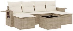 vidaXL Σαλόνι Κήπου Σετ 7 τεμ. Μπεζ Συνθετικό Ρατάν με Μαξιλάρια