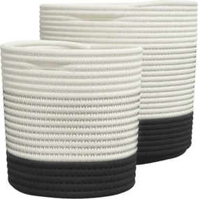 vidaXL Καλάθια Αποθήκευσης 2 τεμ. Ασπρόμαυρα από Βαμβάκι