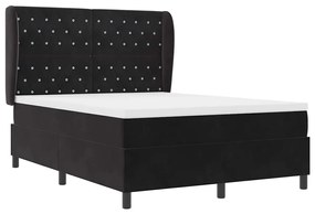 vidaXL Κρεβάτι με ελατήρια με στρώμα Μαύρο 160 x 200 cm Βελούδο