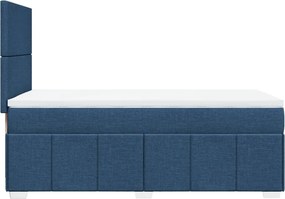 vidaXL Κρεβάτι Boxspring με Στρώμα Μπλε 90x200 εκ.Υφασμάτινο
